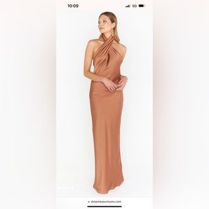 Show Me Your MuMu Jasmine Halter Maxi Dress size XXS color: Copper Luxe Satin